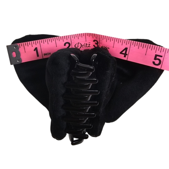 Lele Sadoughi Pearly Velvet Simone Bow Clip Black Pearl Embellished Claw Clip - Picture 5 of 6